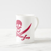 Crimson Skull & Swords Pirate vlag van Calico Jack Porselein Kop (Voorkant rechts)