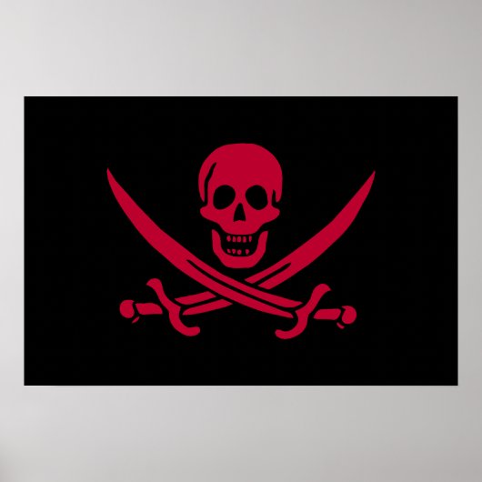 Crimson Skull & Swords Pirate vlag van Calico Jack Poster (Voorkant)