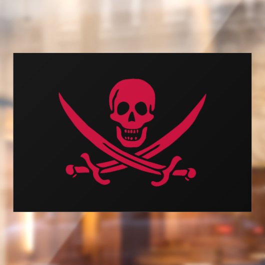 Crimson Skull & Swords Pirate vlag van Calico Jack Raamsticker (Vel 2)
