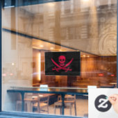 Crimson Skull & Swords Pirate vlag van Calico Jack Raamsticker (Cafe Raam)