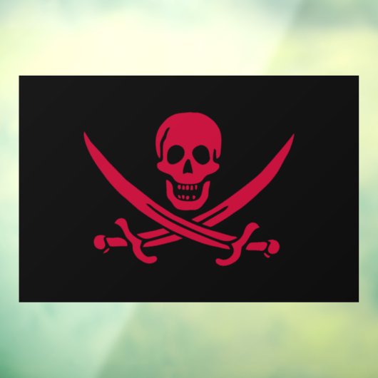 Crimson Skull & Swords Pirate vlag van Calico Jack Raamsticker (Vel 3)