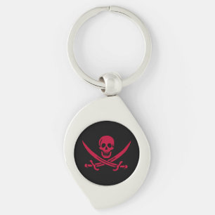Crimson Skull & Swords Pirate vlag van Calico Jack Sleutelhanger