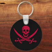 Crimson Skull & Swords Pirate vlag van Calico Jack Sleutelhanger (Voorkant)