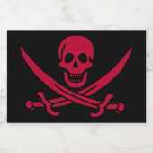 Crimson Skull & Swords Pirate vlag van Calico Jack Sparkling Wijnetiket (Enkel label)