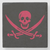 Crimson Skull & Swords Pirate vlag van Calico Jack Stenen Onderzetter (Voorkant)