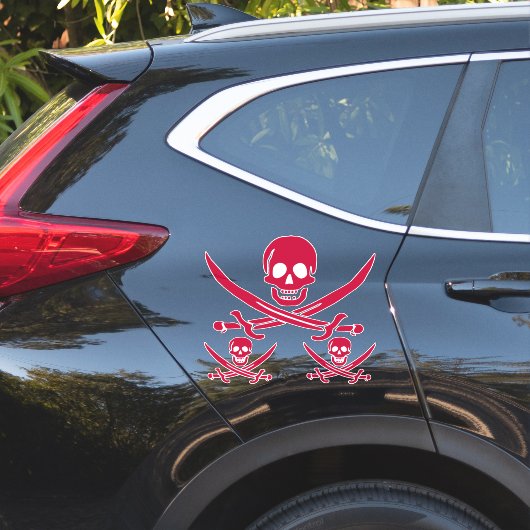 Crimson Skull & Swords Pirate vlag van Calico Jack Sticker (Auto Zijkant)