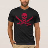 Crimson Skull & Swords Pirate vlag van Calico Jack T-shirt (Voorkant)