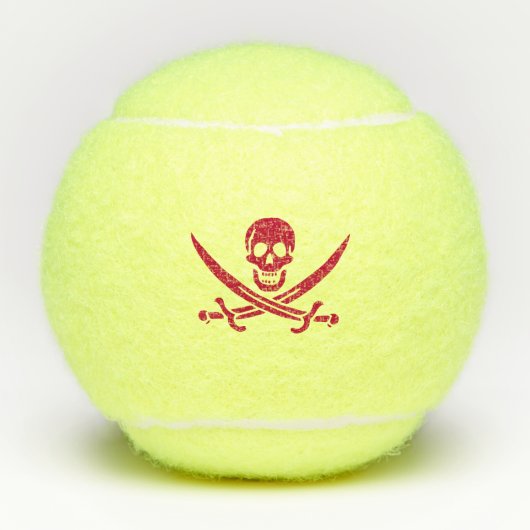 Crimson Skull & Swords Pirate vlag van Calico Jack Tennisballen (Voorkant)