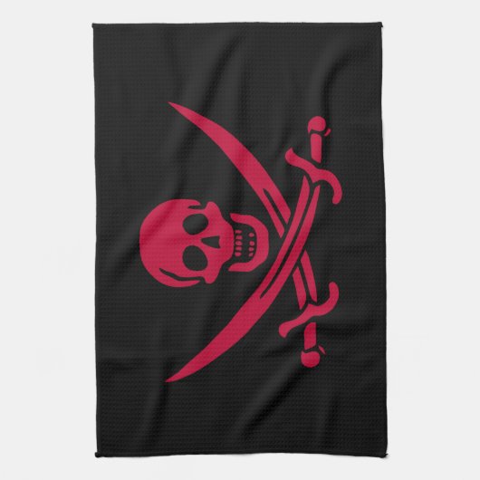 Crimson Skull & Swords Pirate vlag van Calico Jack Theedoek (Verticaal)