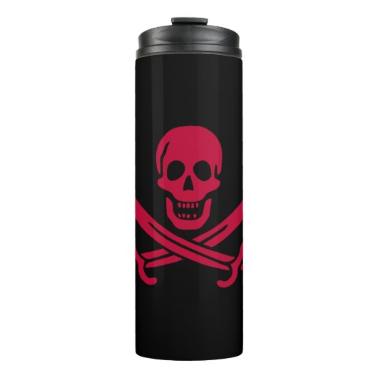Crimson Skull & Swords Pirate vlag van Calico Jack Thermosbeker (Voorkant)