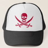 Crimson Skull & Swords Pirate vlag van Calico Jack Trucker Pet (Voorkant)