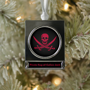 Crimson Skull & Swords Pirate vlag van Calico Jack Verzilverd Banner Ornament