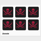 Crimson Skull & Swords Pirate vlag van Calico Jack Vierkante Sticker (Vel)