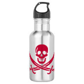 Crimson Skull & Swords Pirate vlag van Calico Jack Waterfles (Voorkant)