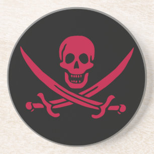 Crimson Skull & Swords Pirate vlag van Calico Jack Zandsteen Onderzetter
