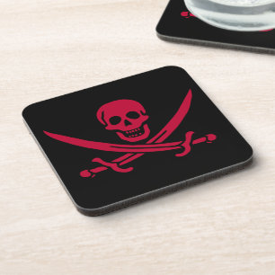 Crimson Skull & Swords Piratenvlag van Calico Jack Bier Onderzetter