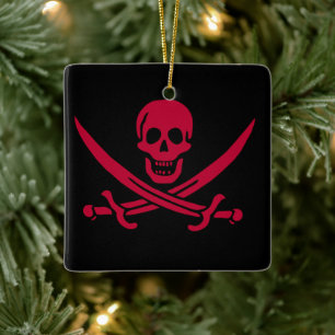 Crimson Skull & Swords Piratenvlag van Calico Jack Keramisch Ornament