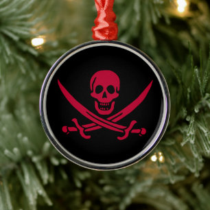 Crimson Skull & Swords Piratenvlag van Calico Jack Metalen Ornament