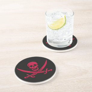 Crimson Skull & Swords Piratenvlag van Calico Jack Zandsteen Onderzetter