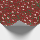 Crimson Snowflake & Holly Inpakpapier (Hoek)
