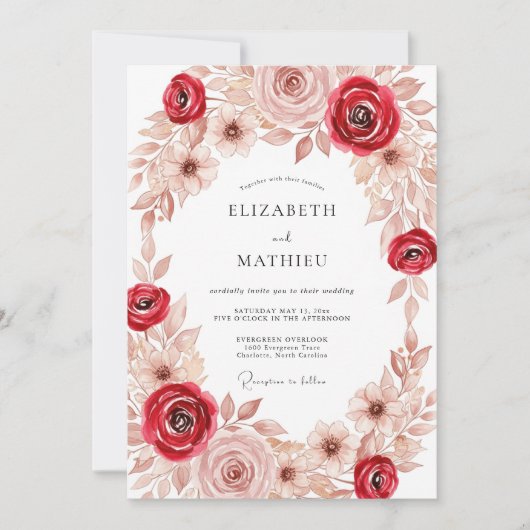 Crimson Soft Autumnal Wedding Kaart (Voorkant)