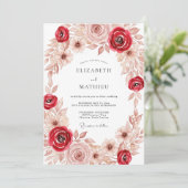 Crimson Soft Autumnal Wedding Kaart (Staand voorkant)