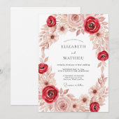 Crimson Soft Autumnal Wedding Kaart (Voorkant / Achterkant)