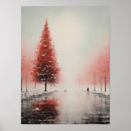 Crimson Solitude in de omhelzing van de winter Poster