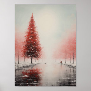 Crimson Solitude in de omhelzing van de winter Poster
