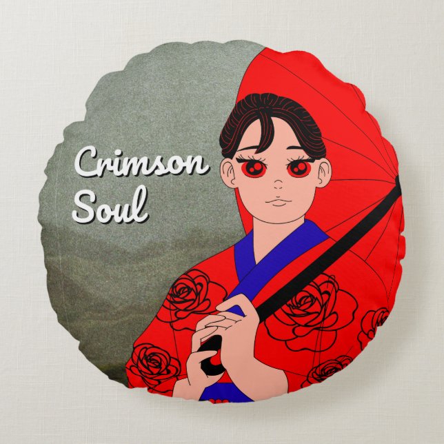 Crimson Soul Decorative Rond Kussen (Voorkant)