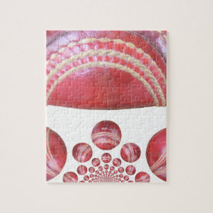 Crimson Spin – Een Mooie Rode Cricketbal Kunst Legpuzzel