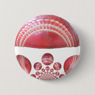 Crimson Spin – Een Mooie Rode Cricketbal Kunst Ronde Button 5,7 Cm