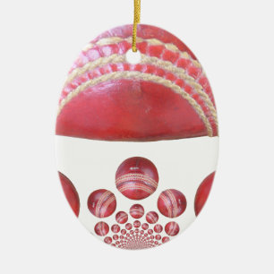 Crimson Spin - Een prachtige rode cricketbal Arti Keramisch Ornament