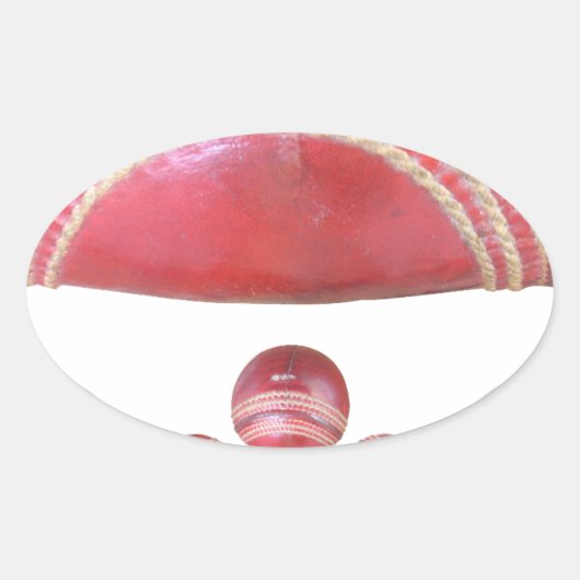 Crimson Spin - Een prachtige rode cricketbal Arti Ovale Sticker (Voorkant)