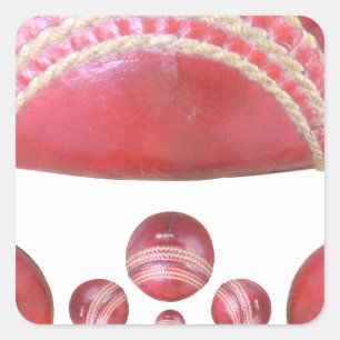 Crimson Spin - Een prachtige rode cricketbal Arti Vierkante Sticker