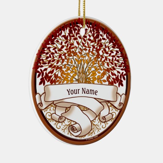 Crimson stamboom achternaam keramisch ornament (Rechts)