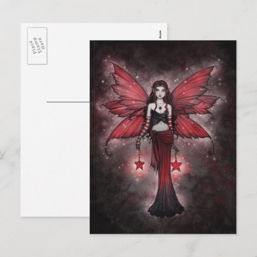 Crimson Star Christmas Fairy Briefkaart (Voorkant / Achterkant)