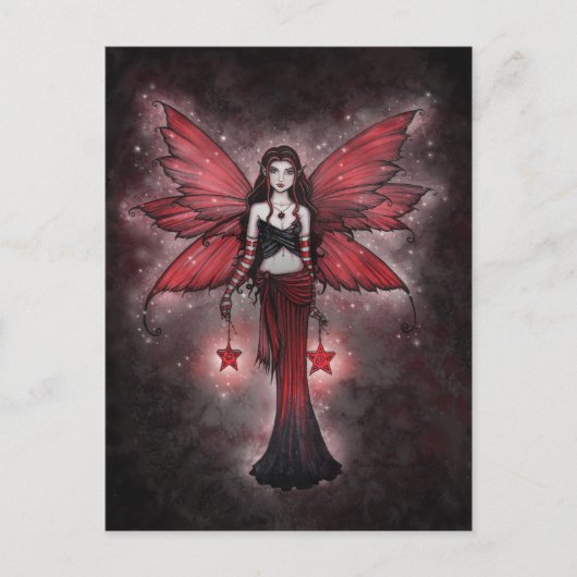 Crimson Star Christmas Fairy Briefkaart (Voorkant)