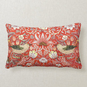 Crimson Strawberry Thief Lumbar Pillow Kussen