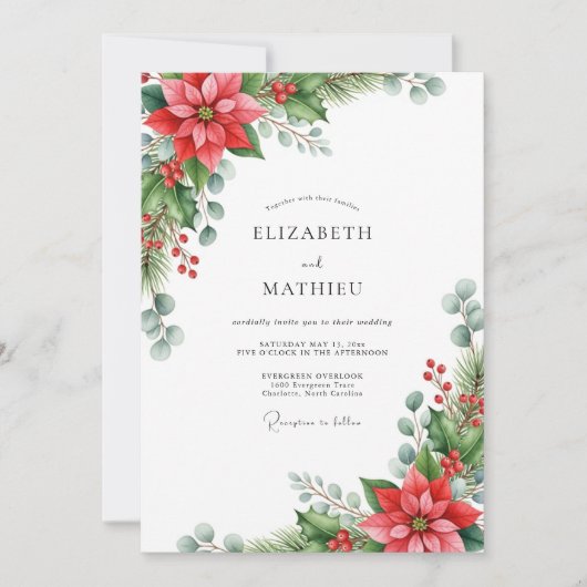 Crimson Striking Winter Wedding Kaart (Voorkant)