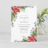 Crimson Striking Winter Wedding Kaart (Staand voorkant)