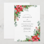 Crimson Striking Winter Wedding Kaart (Voorkant / Achterkant)