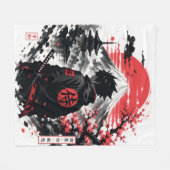 Crimson Sun Anime Silhouet Fleece Deken (Voorkant (Horizontaal))