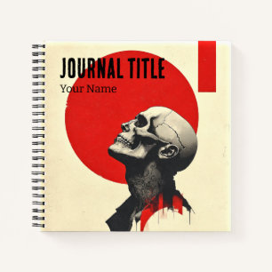 Crimson Sun Skull Journal — Aangepaste naam & tite Notitieboek