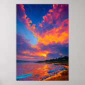 Crimson Sunset Reflecteren op het meer Poster (Voorkant)