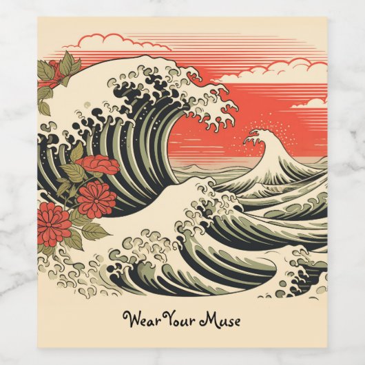 Crimson Sunset Waves Wijn Etiket (Enkel label)