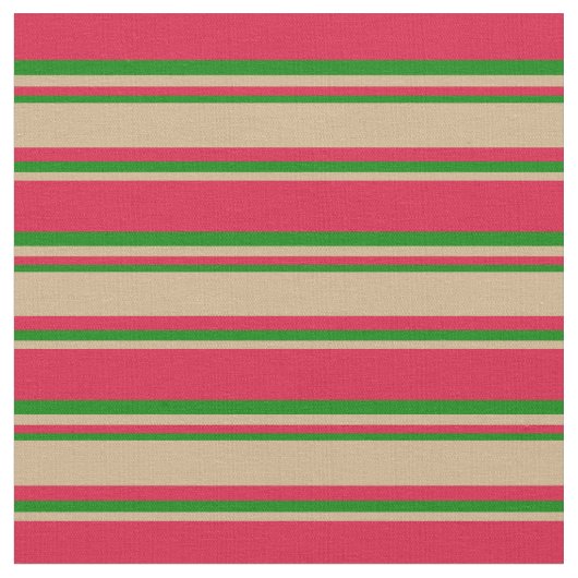 Crimson, Tan en Green Pattern Stof (Close Up)