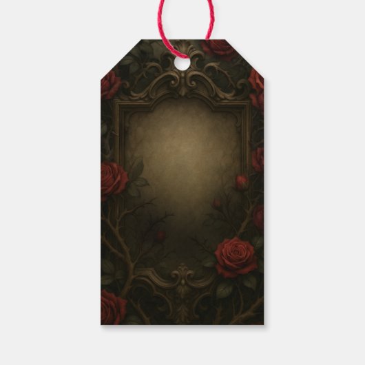 Crimson Thorn rode rozen gotische barokke bruiloft Cadeaulabel (Achterkant)