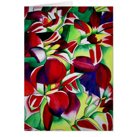 Crimson tropical Singapore Orchids flower art (Voorkant)