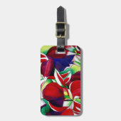 Crimson tropical Singapore Orchids flower art Bagagelabel (Voorkant verticaal)